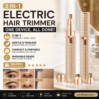 BrowGlide – ✂️🔥 Portable Electric Eyebrow Trimmer with Interchangeable Heads 🪒
