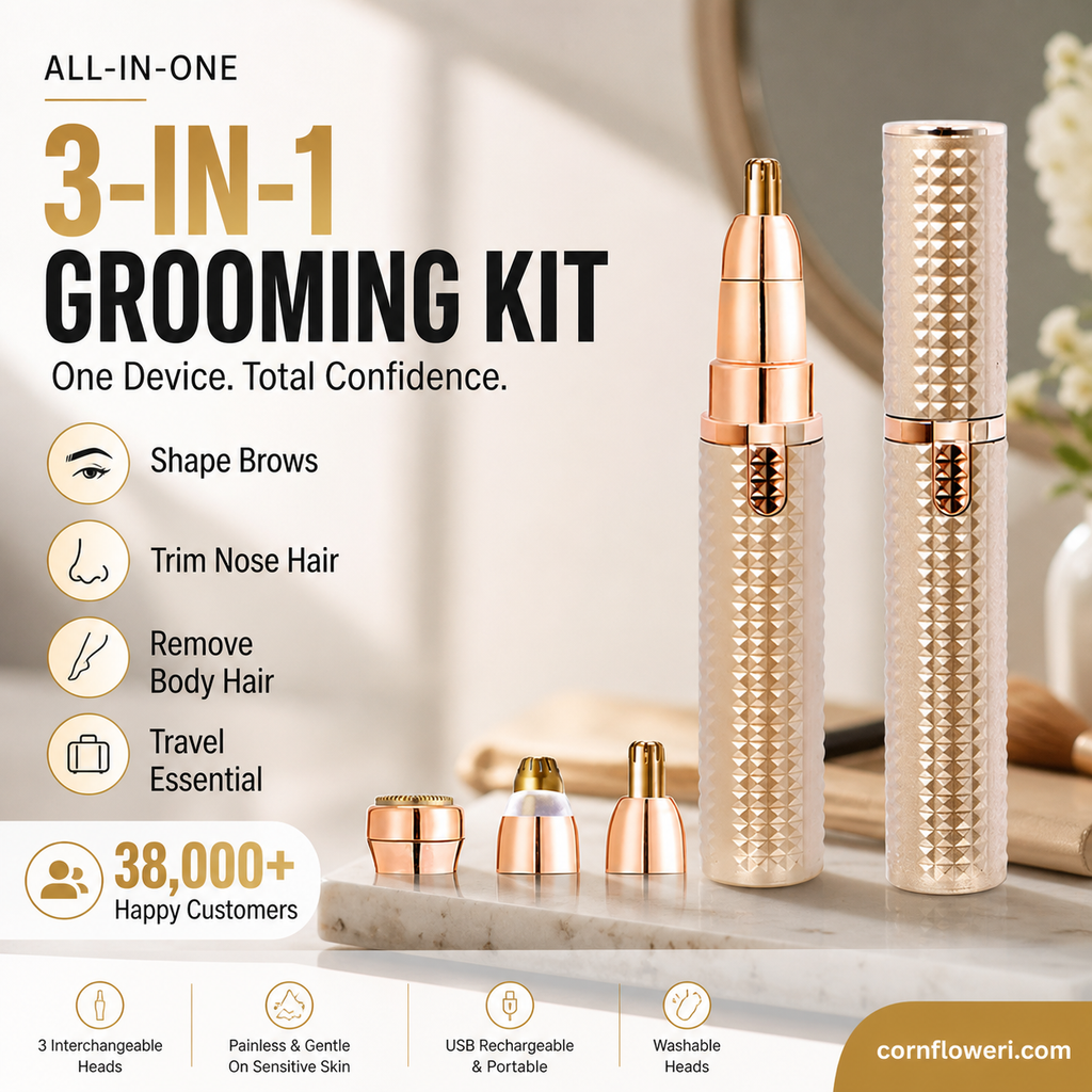 BrowGlide – ✂️🔥 Portable Electric Eyebrow Trimmer with Interchangeable Heads 🪒