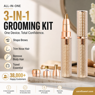 BrowGlide – ✂️🔥 Portable Electric Eyebrow Trimmer with Interchangeable Heads 🪒