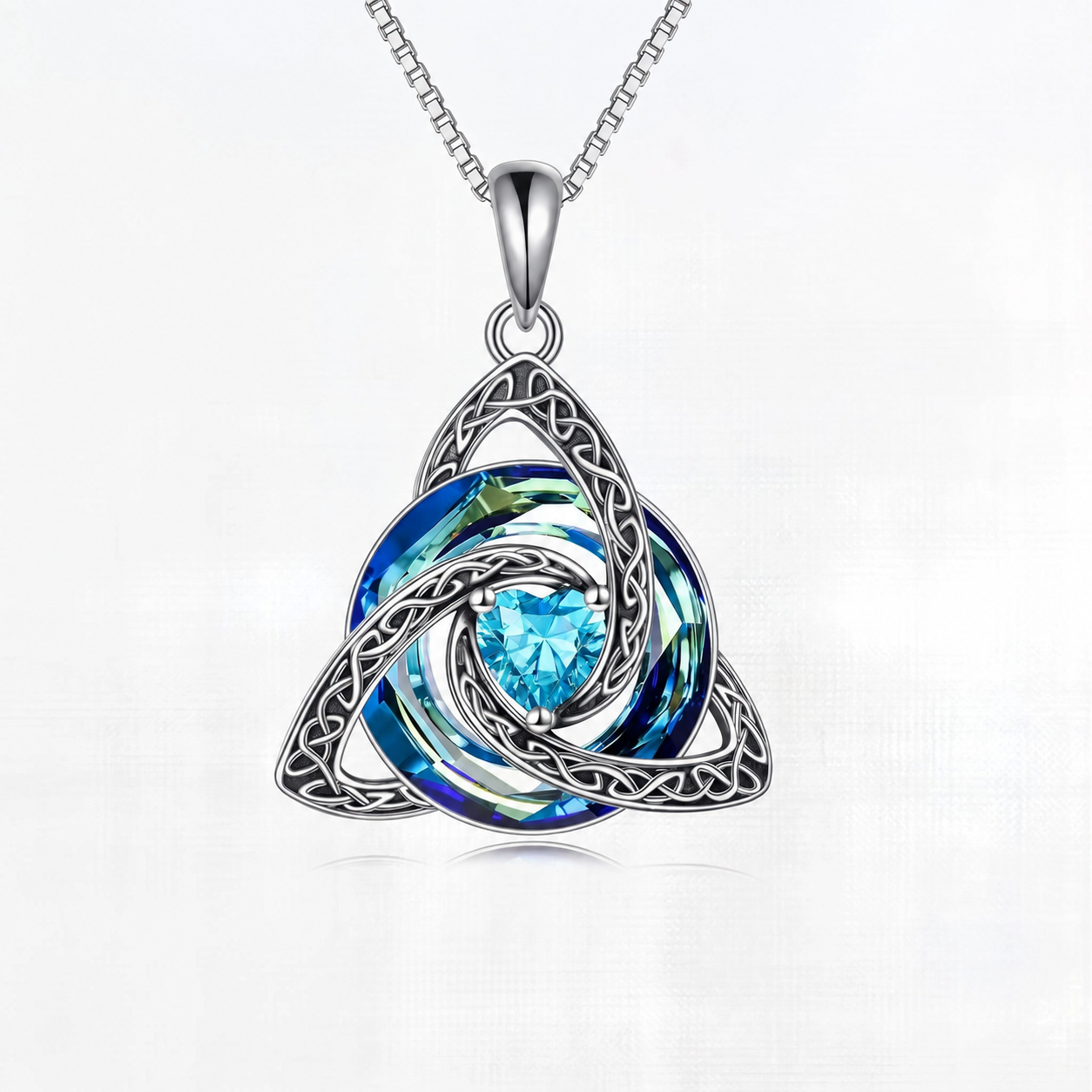 TrinityHeart – Celtic Birthstone Trinity Knot Necklace, a Symbol of Faith, Love & Forever