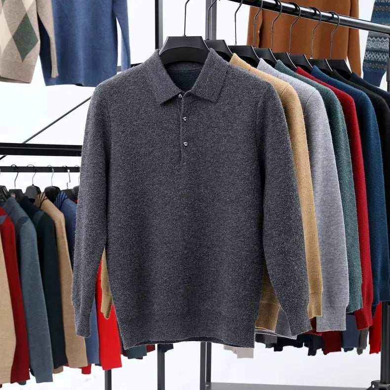 🎁KnitCrest – Men's Autumn & Winter Business Knitted Polo Sweater