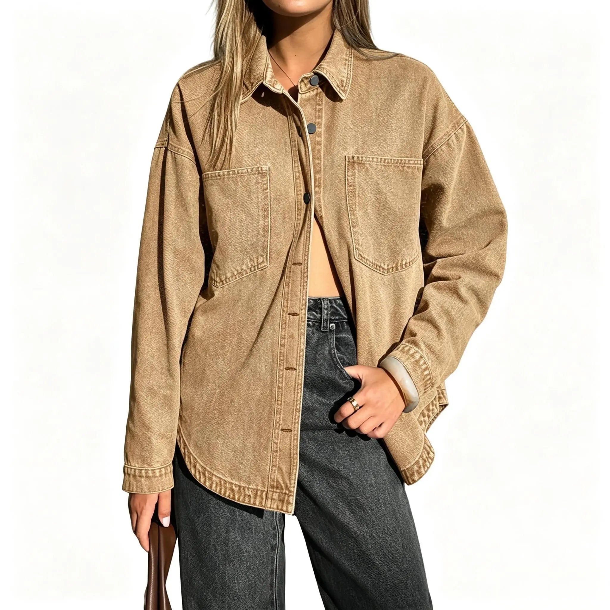 DenimDrift – Women's Oversized Denim Shirt Jacket for Casual Streetwear