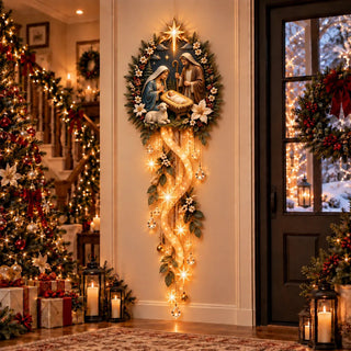 BethlehemGlow – ⏳ ✝️ Nativity Starfall Wall Light with Warm Golden Glow for Christmas Walls & Faith-Filled Homes ⭐