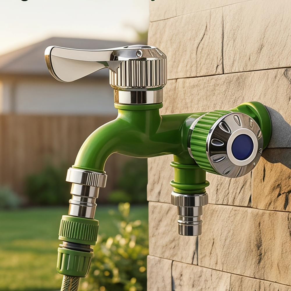 💧 TwinTap – Dual-Outlet Faucet with Two Independent Water Connections for Laundry, Garden & Everyday Cleaning