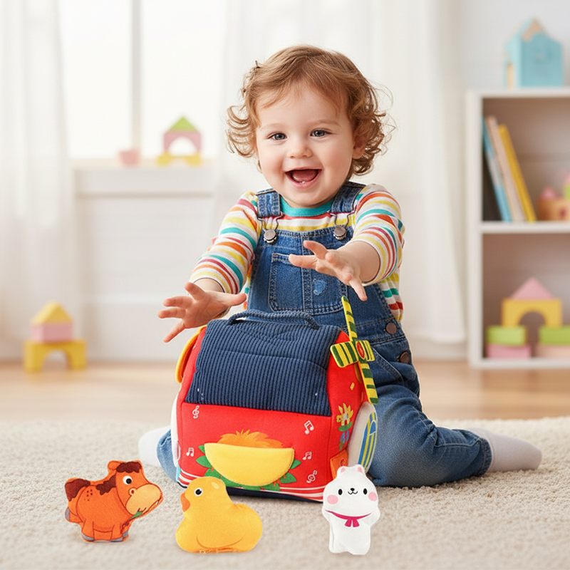 BarnBuddies – 📢📢⏰Interactive Plush Farm House Toy Set for Kids🐄🐏