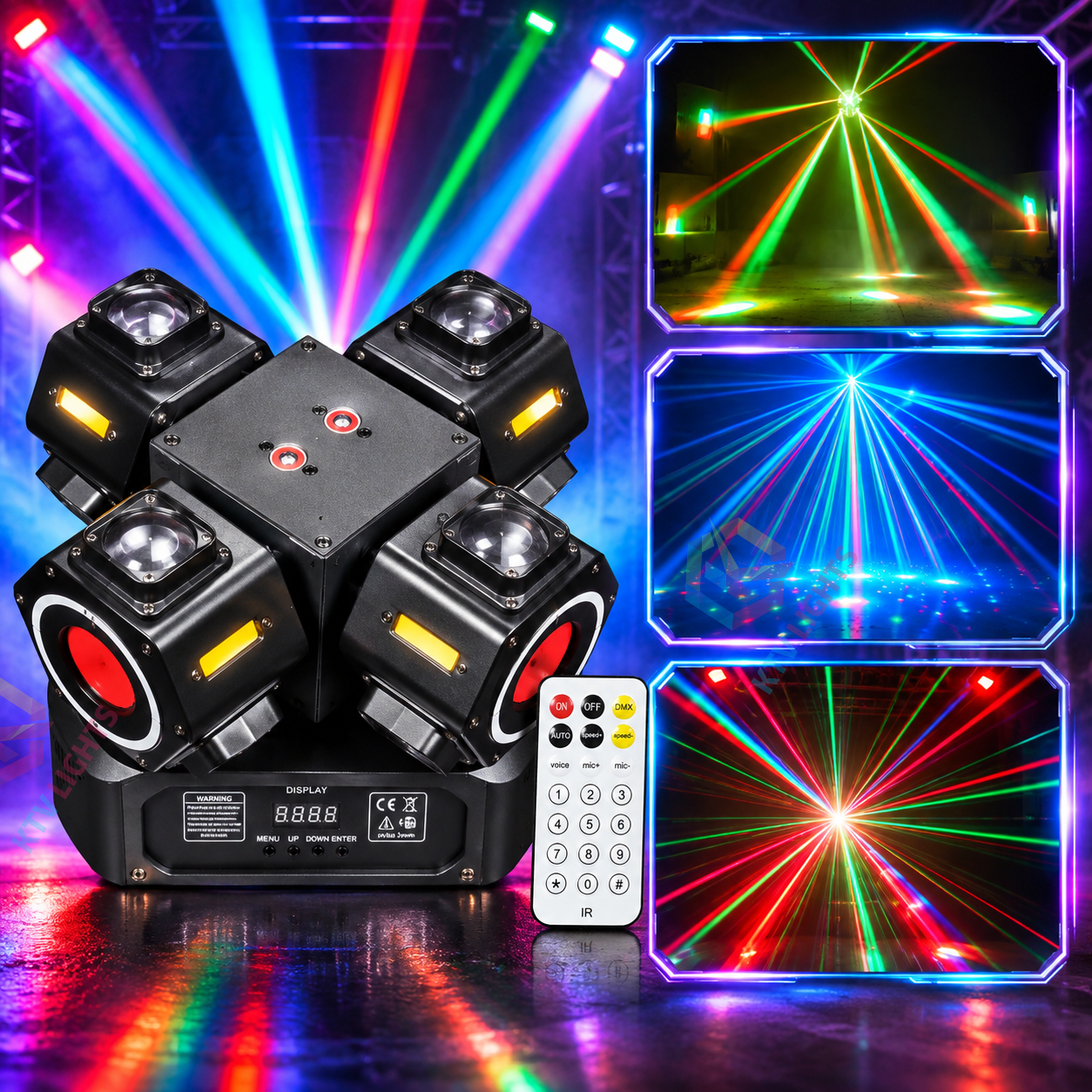 MeteorBeam – 180W 4-Arm Moving Head Laser Beam DJ Stage Light
