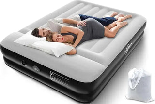 AirNest – Queen Air Mattress with Built-In Pump for Camping, Home & Guests (Black)
