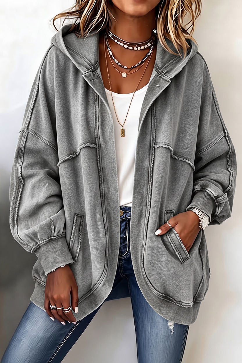 FadeHaven – 🎁🎉 Cozy Vintage-Washed Hooded Sweatshirt Jacket