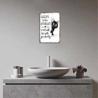 Vintage Black & White Cat Wall Art
