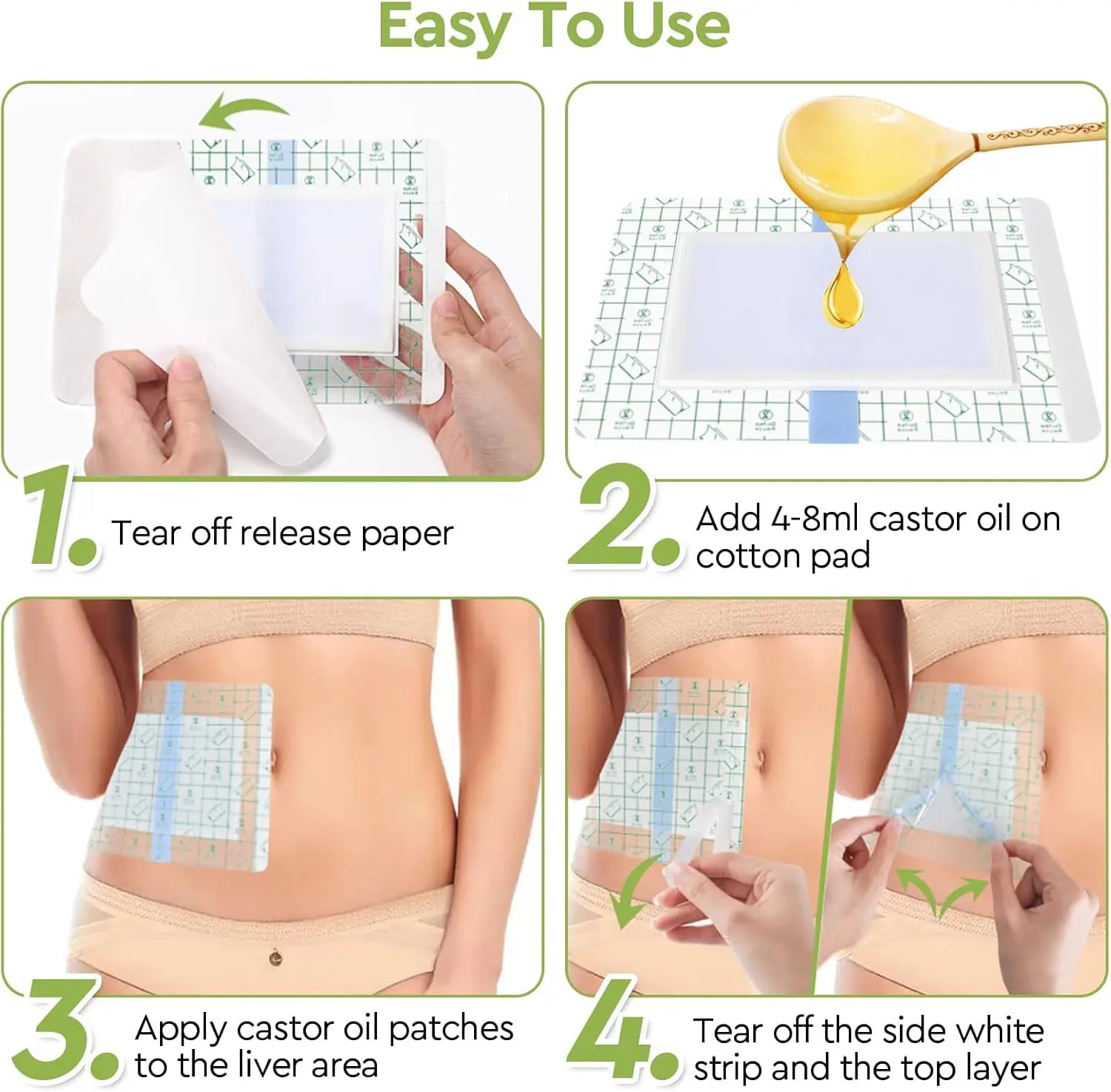 CastorEase – No-Mess Disposable Castor Oil Pack Wraps for Body Care