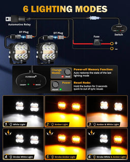TrailBeam – 3 in (7.6 cm) Dual-Color LED Pod Lights, 96W Pair
