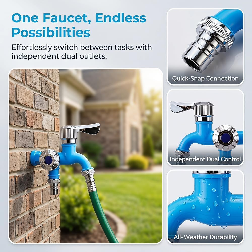 💧 TwinTap – Dual-Outlet Faucet with Two Independent Water Connections for Laundry, Garden & Everyday Cleaning