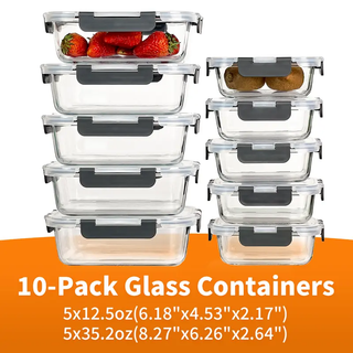 PrepVault – 20-Container Airtight Glass Food Storage System, 40-Piece Smart Meal Prep Set