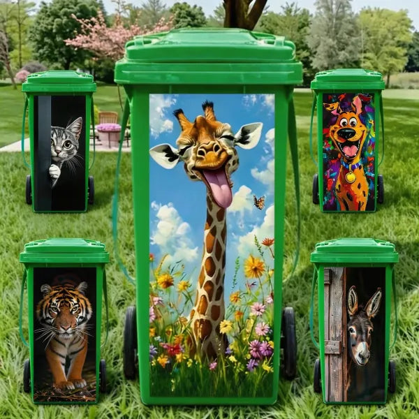 BinBuddies – Colourful Cartoon Animal Wheelie Bin Sticker✨