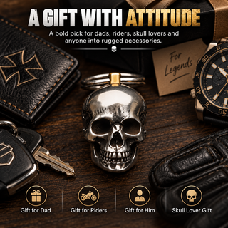 🔑SkullForge – 3D Steel Skull Keychain, Gothic Biker EDC Key Ring