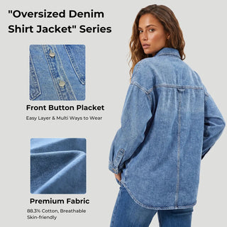 DenimDrift – Women's Oversized Denim Shirt Jacket for Casual Streetwear
