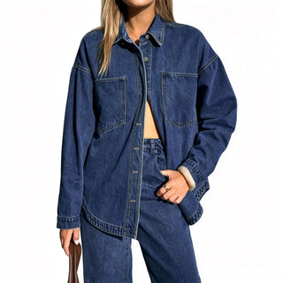 DenimDrift – Women's Oversized Denim Shirt Jacket for Casual Streetwear