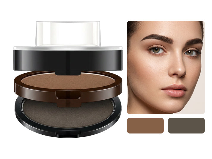 BrowPress – Instant Adjustable Eyebrow Stamp with Two-Color Brow Powder, Waterproof & Smudge-Proof