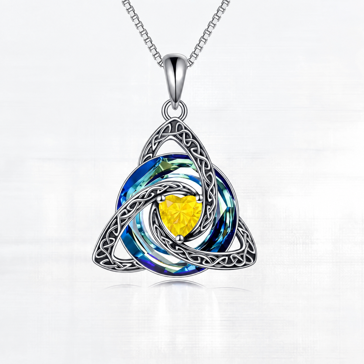 TrinityHeart – Celtic Birthstone Trinity Knot Necklace, a Symbol of Faith, Love & Forever