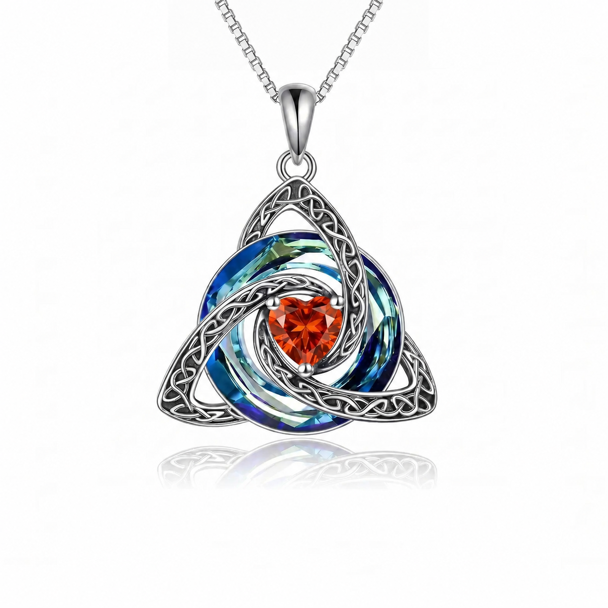 TrinityHeart – Celtic Birthstone Trinity Knot Necklace, a Symbol of Faith, Love & Forever