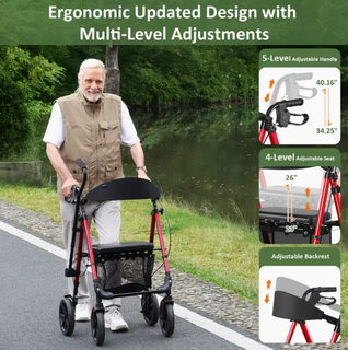 StrideEase – Foldable Rollator Walker with Seat, Lightweight for Seniors 🔥🔥🔥🔥