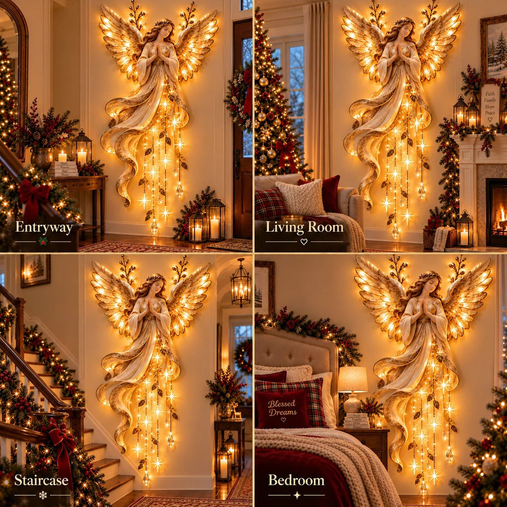 HaloCascade – ✨✨Guardian Angel Starfall Lighted Faith & Blessing Christmas Wall Decor✨