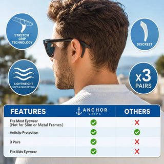 SnugHook – Anti-Slip Silicone Ear Grips for Glasses, Sunglasses & Reading Glasses (3 Pairs)