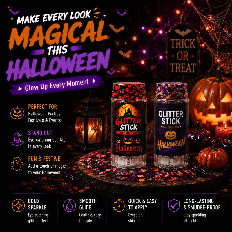 GlitzSwipe – 🎃 Halloween Glitter Stick for Face, Hair & Body