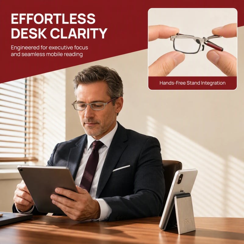PocketSight – Foldable Blue-Light Reading Glasses with Magnetic Phone Case & Stand