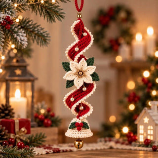 PoinsettiaTwirl – ✨✨ Handmade Spiral Poinsettia Christmas Bell Decoration for Door & Tree