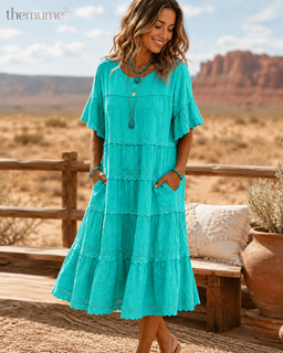 BreezeLace – 🏆💥 Cool & Breathable Fabric 🍃 Women's Vintage Patchwork Lace Dress ⚡