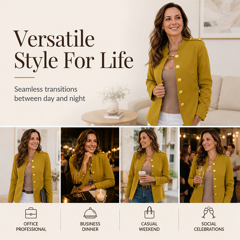 👔RegalBlaze – Women's Elegant Slim Fit Blazer with Gold Buttons