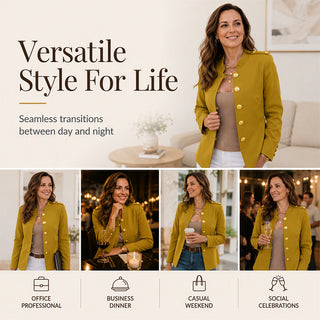 👔RegalBlaze – Women's Elegant Slim Fit Blazer with Gold Buttons