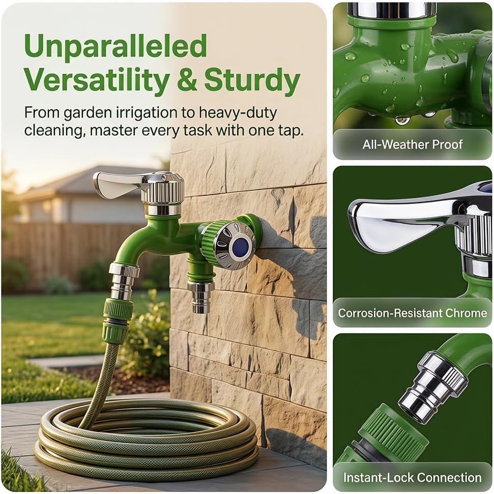 💧 TwinTap – Dual-Outlet Faucet with Two Independent Water Connections for Laundry, Garden & Everyday Cleaning
