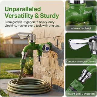 💧 TwinTap – Dual-Outlet Faucet with Two Independent Water Connections for Laundry, Garden & Everyday Cleaning