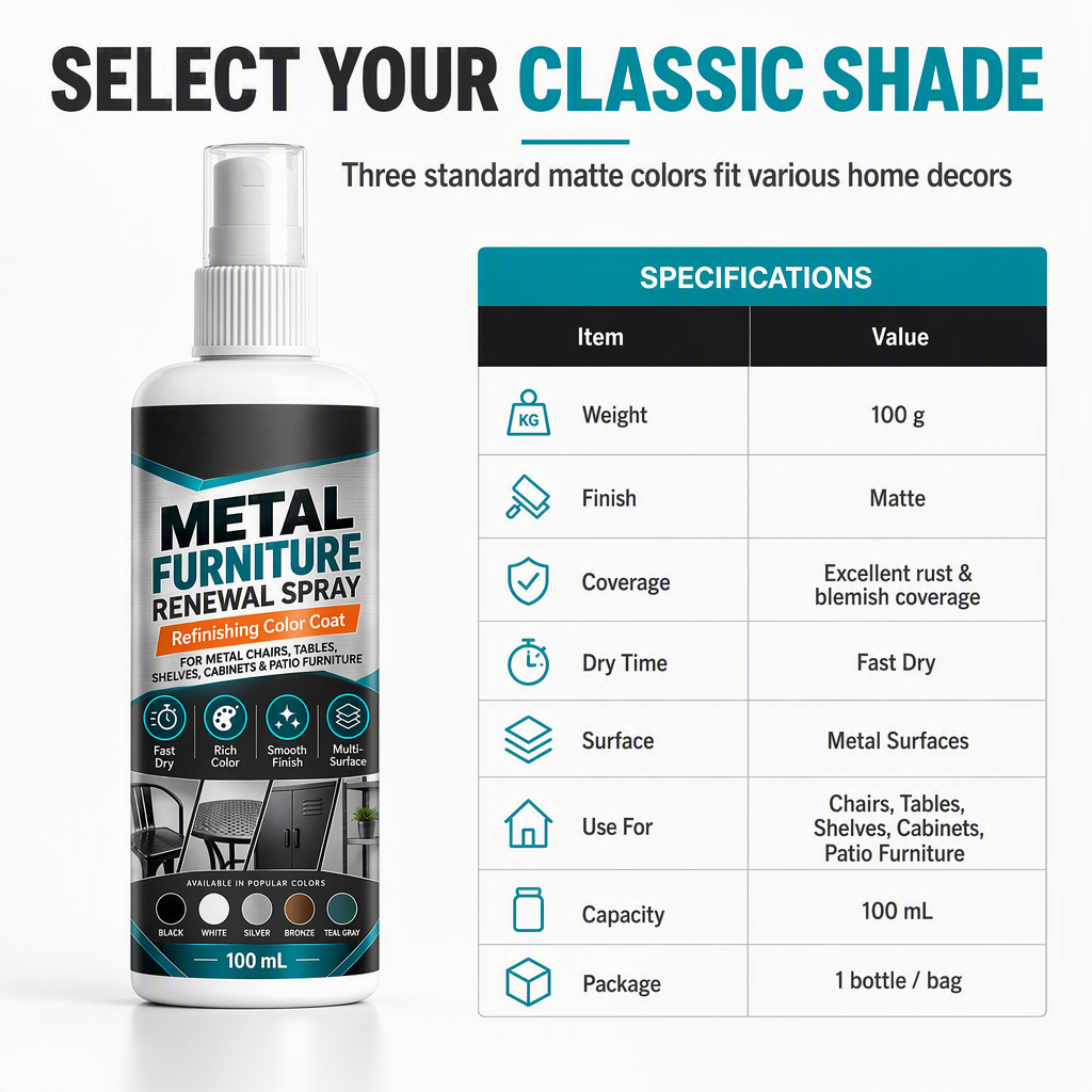 🛠️MetalRevive – Fast-Drying Furniture Color Touch-Up Spray Paint for Metal Furniture