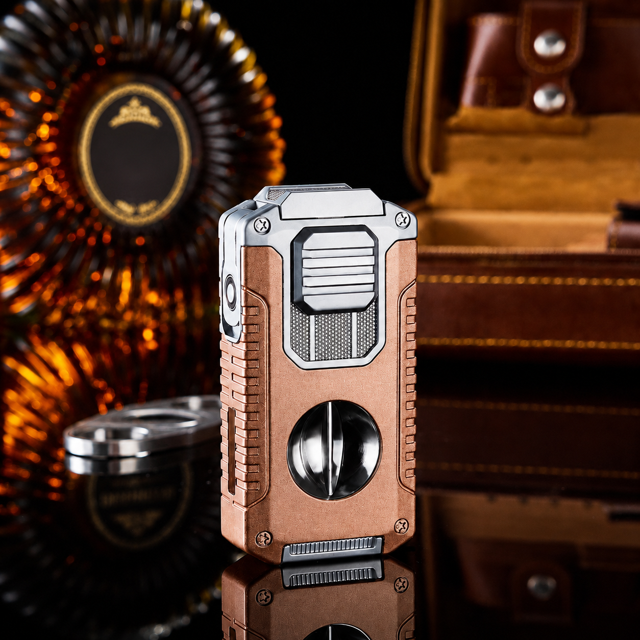 TriFlame – Vintage-Inspired Refillable Triple Torch Lighter with Built-In Tools