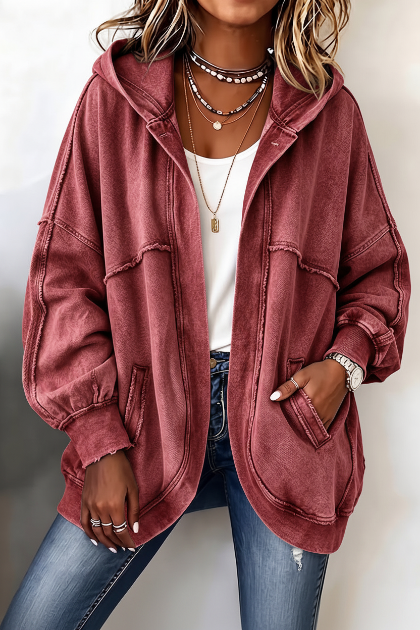 FadeHaven – 🎁🎉 Cozy Vintage-Washed Hooded Sweatshirt Jacket