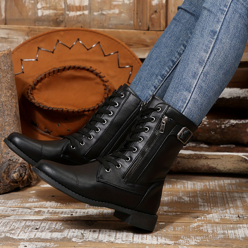 🔥Last Day Promotion 50% OFF - Women's Elegant Zipper Mid-Calf Leather Boots