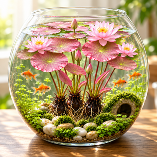 Pink flowering aquarium plant