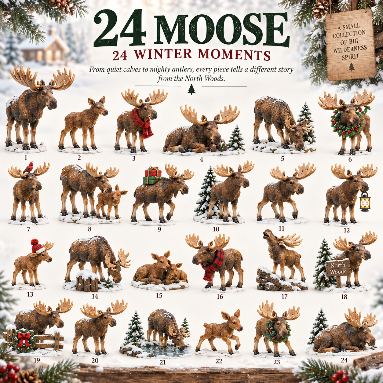 🌲MooseMoments – 24 Days of Moose, 24-Piece North Woods Christmas Collection