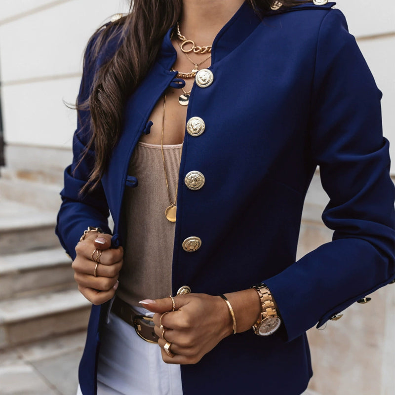 👔RegalBlaze – Women's Elegant Slim Fit Blazer with Gold Buttons