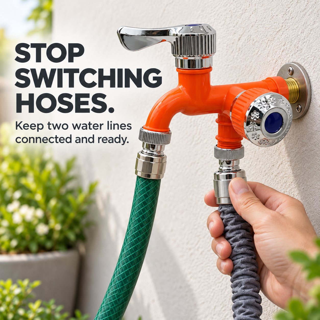 💧 TwinTap – Dual-Outlet Faucet with Two Independent Water Connections for Laundry, Garden & Everyday Cleaning