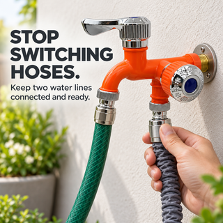 💧 TwinTap – Dual-Outlet Faucet with Two Independent Water Connections for Laundry, Garden & Everyday Cleaning