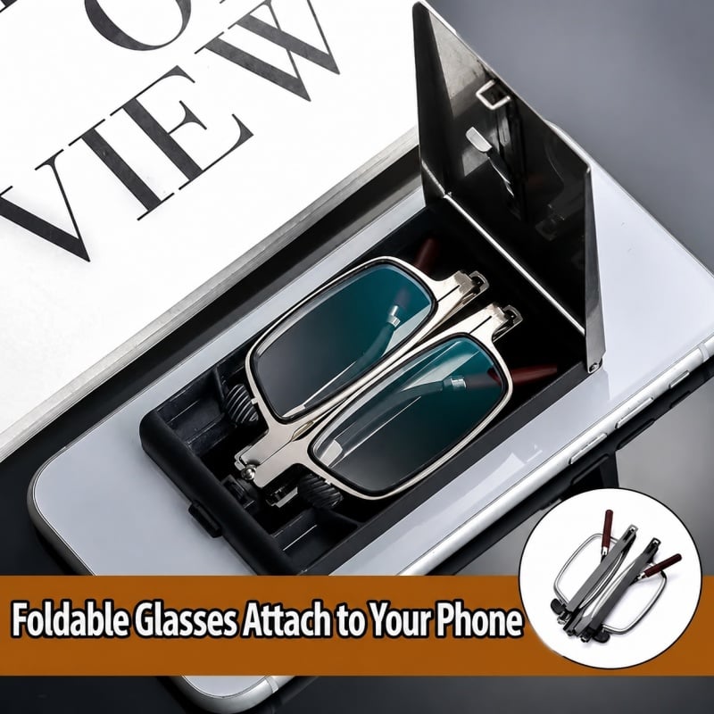 PocketSight – Foldable Blue-Light Reading Glasses with Magnetic Phone Case & Stand