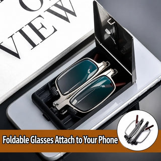 PocketSight – Foldable Blue-Light Reading Glasses with Magnetic Phone Case & Stand