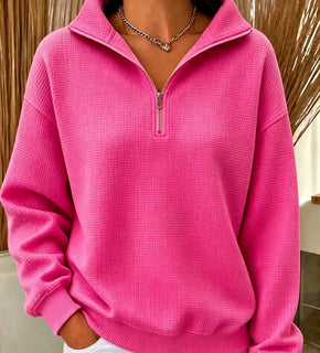 CozyWaffle – 🔥 Women's Waffle Knit Quarter-Zip Sweatshirt