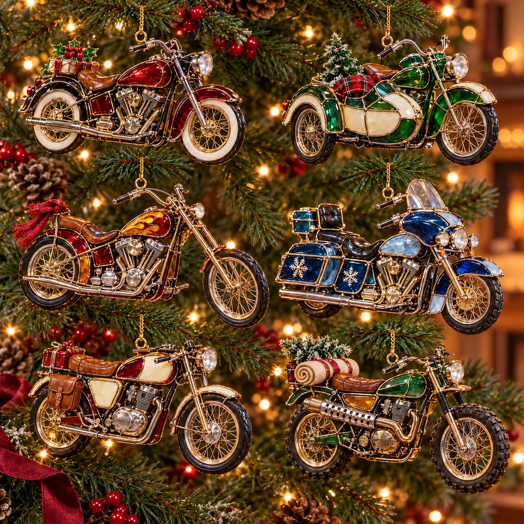 ✨ MotoGlow – 2026 Vintage Motorcycle Christmas Ornaments