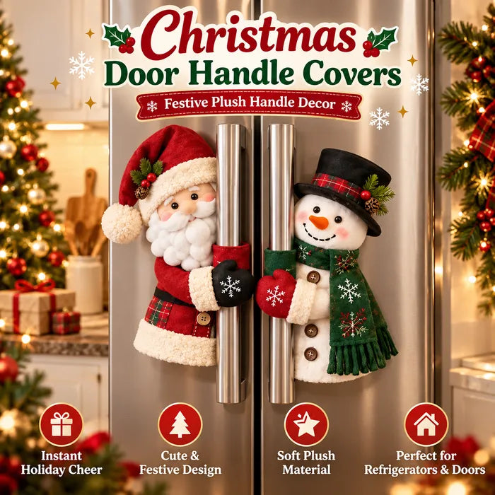 🎅FestiveHug – Santa & Snowman Plush Door Handle Covers