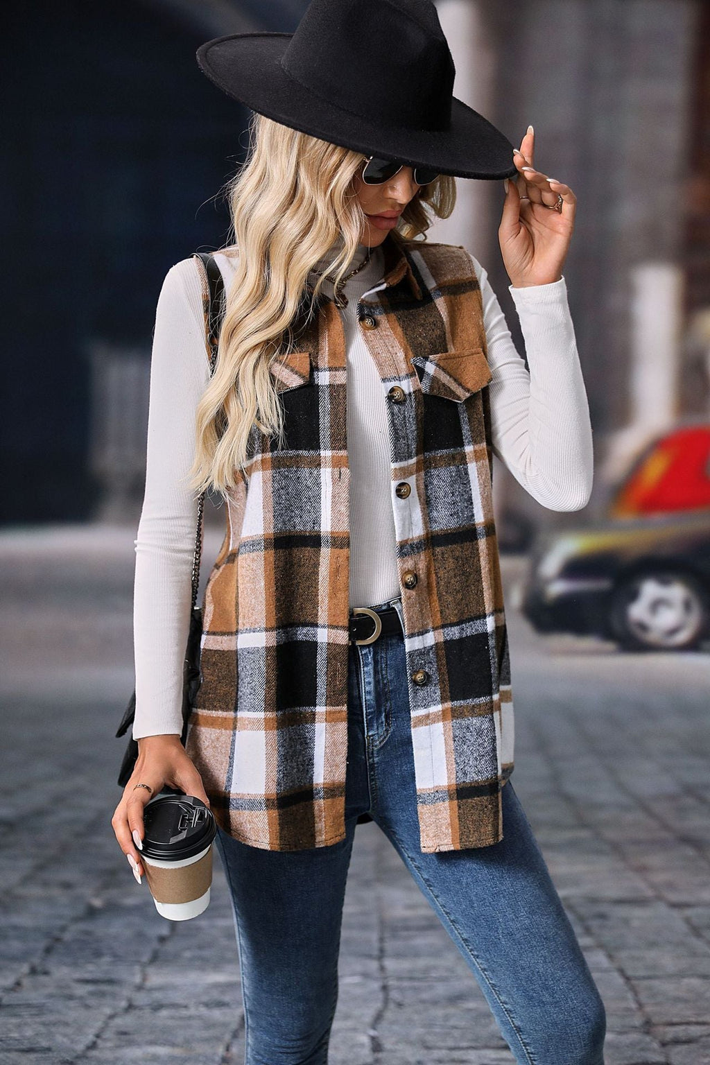☁️🍂 PlaidHaven – Women's Button-Down Plaid Vest